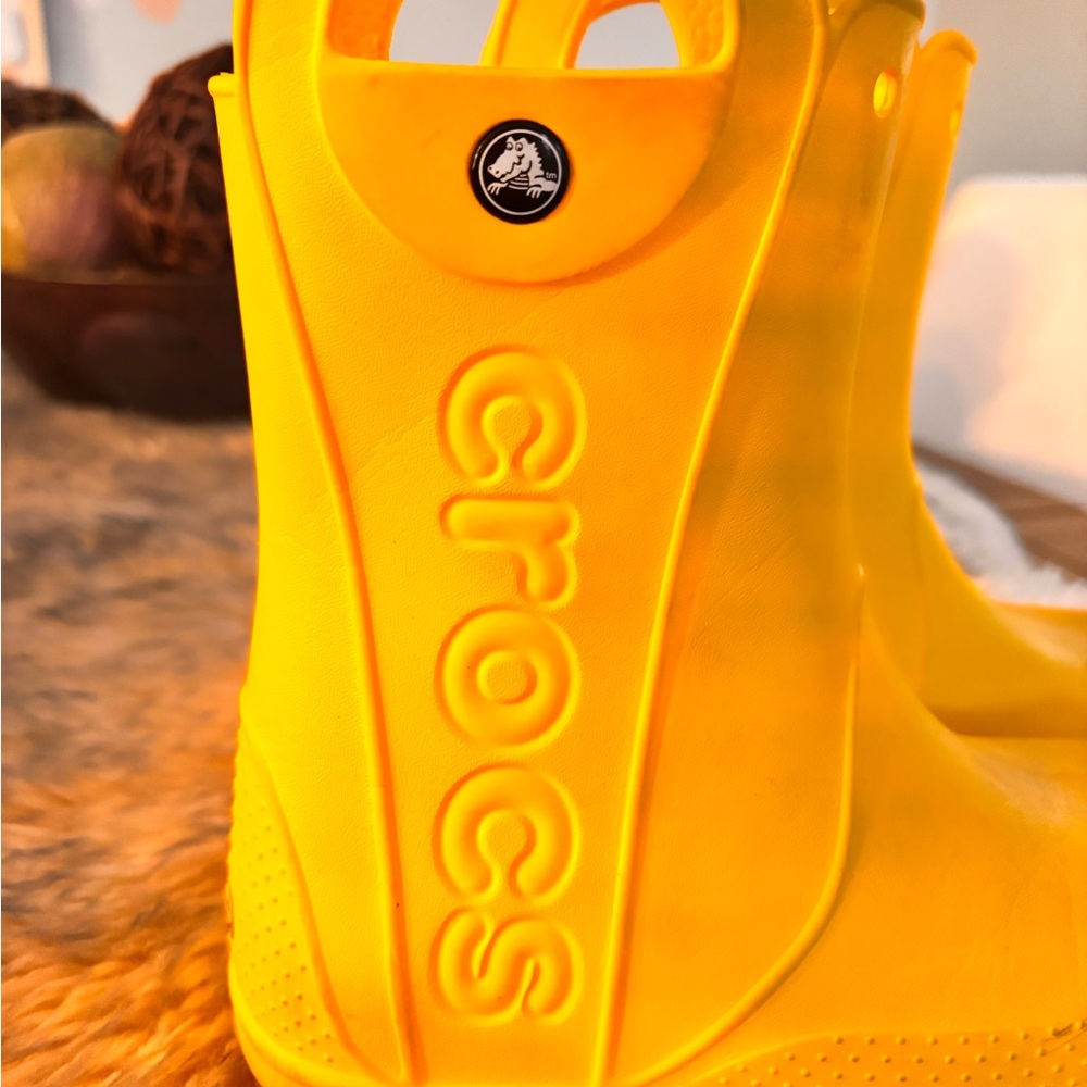 CROCS Kids Bright Yellow Rain Boots